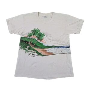 Vintage 90s Anvil Graphic Tee Wrap Around Beach Graphic Print St Croix Grunge